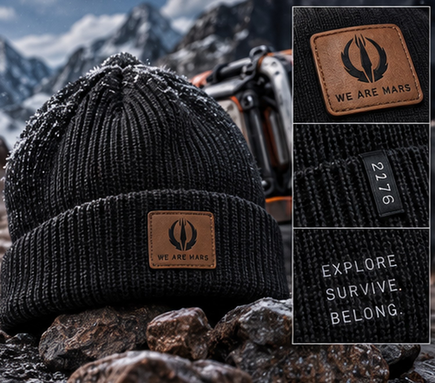 We Are Mars Beanie, product photograph